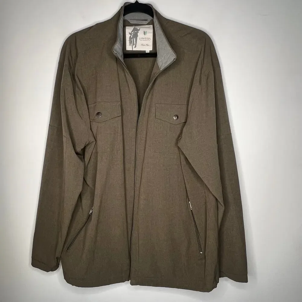 Linksoul Olive Zip Windbreaker Jacket Size XL